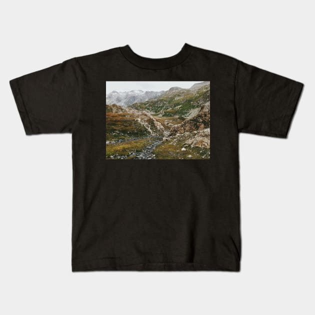 Greina High Plain in Grisons (Switzerland) on Cloudy Summer Day Kids T-Shirt by visualspectrum